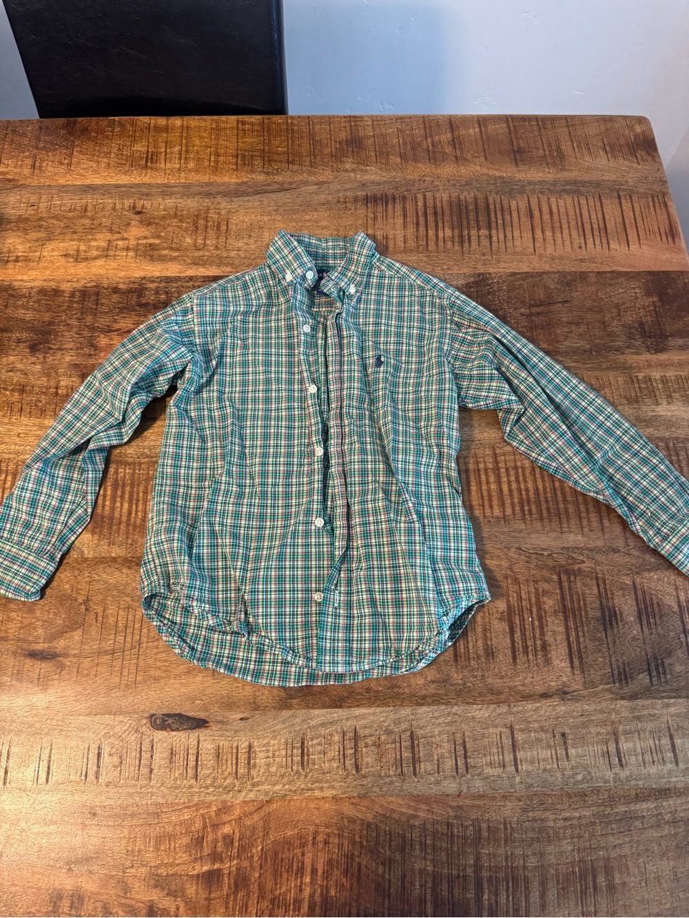 Boys Green Plaid Ralph Lauren Button-Down Shirt